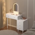 thumbnail image 3 of Coiffeuse avec Miroir et Lumières, Table de Maquillage Moderne avec 2 Tiroirs et Armoire Réglable à 3 Tiroirs, Coiffeuse en Bois et Commode Combinées pour Chambre, 3 of 7