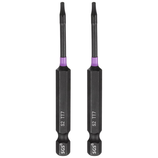 Uxcell 2pcs TT7 Torx Impact Screwdriver Bit 1/4" Hex Shank 3" Long Magnetic with Hole