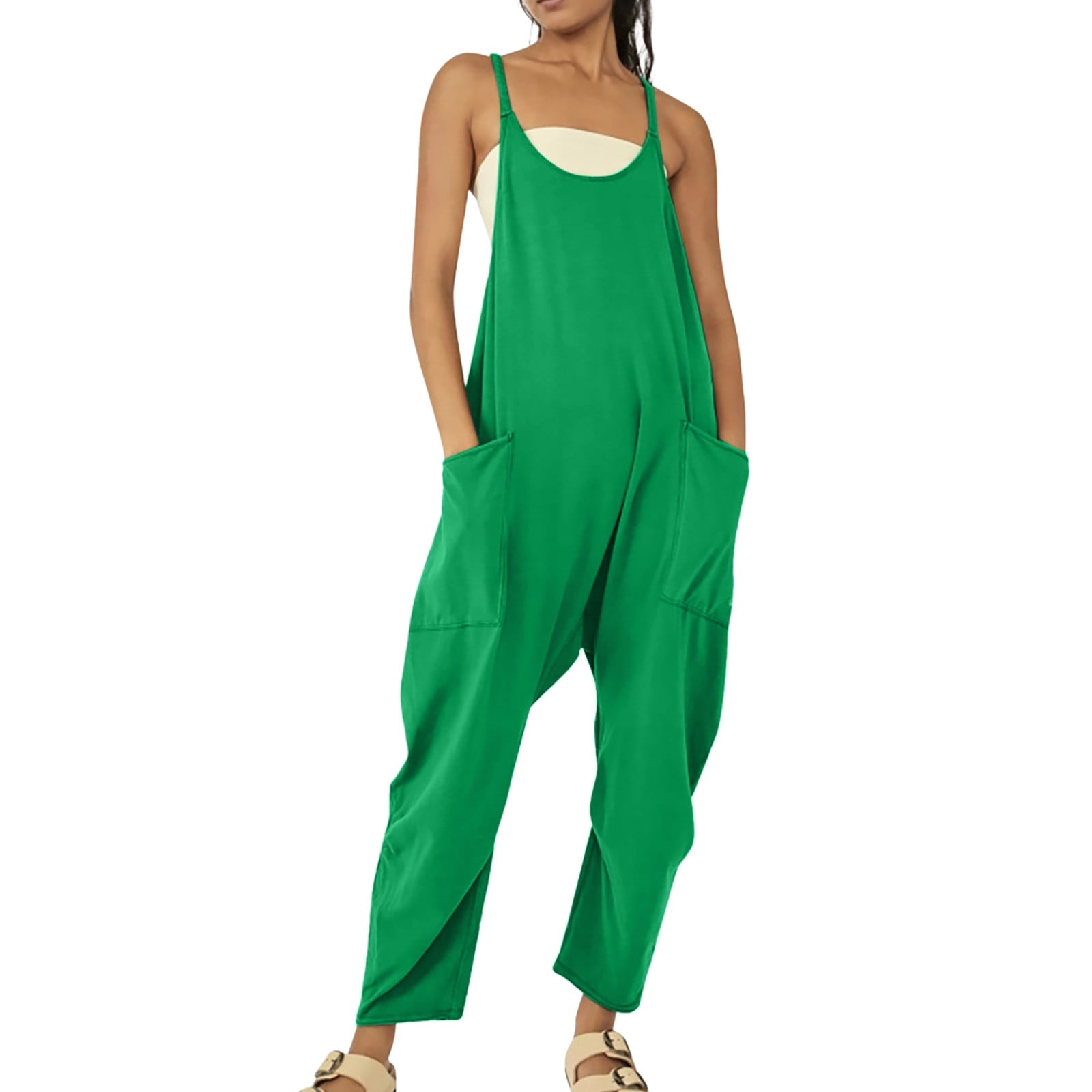 B91xZ Womens Jumpsuits Casual Crew Neck Jumpsuits Open Back Summer