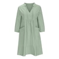 thumbnail image 4 of Weiqiqre Robes pour Femmes, Robes Décontractées Amples à Col en V pour Femmes à Manches 3/4 avec Poche en Solde, 4 of 6