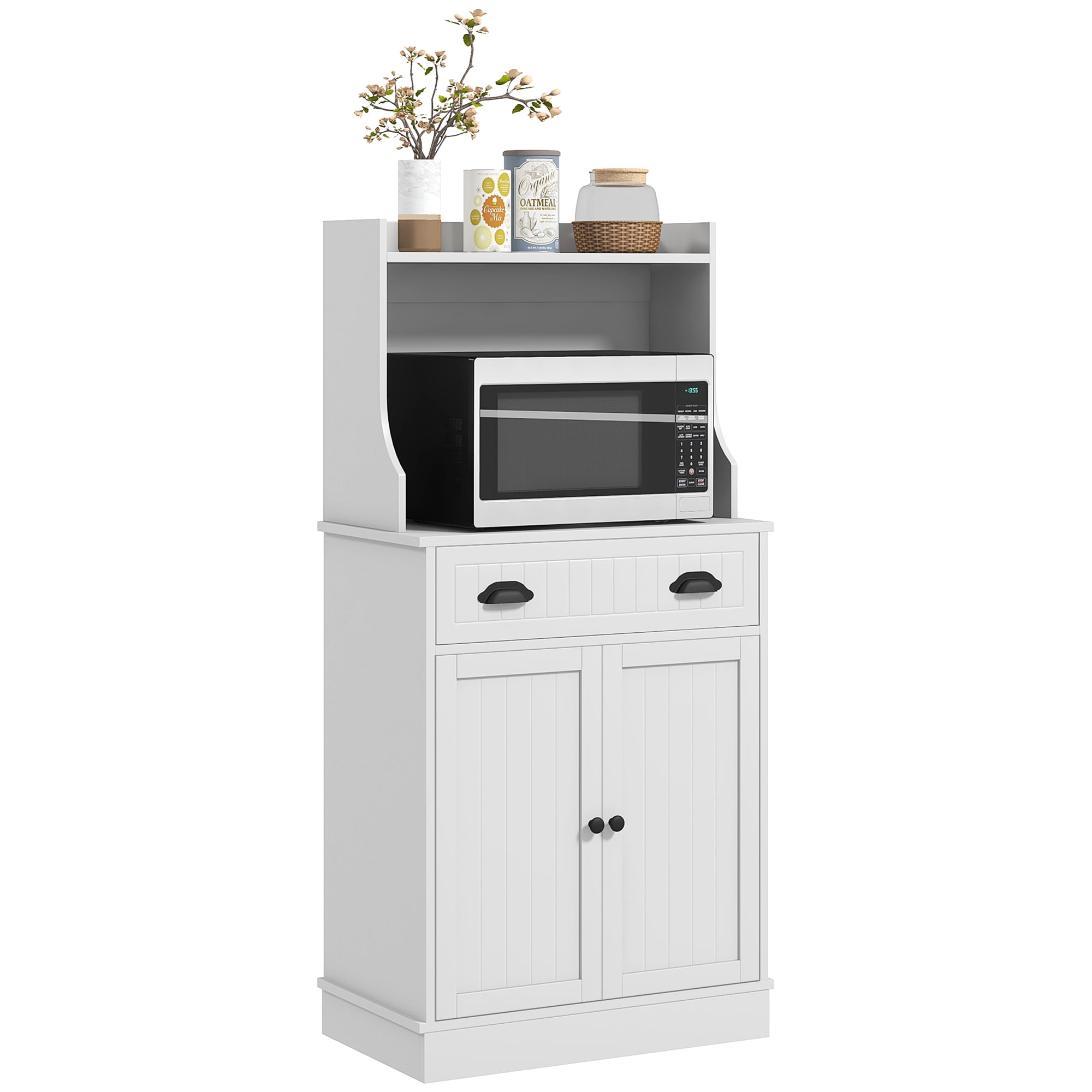 HOMCOM Microwave Cabinet, Storage Cabinet with Storage, White