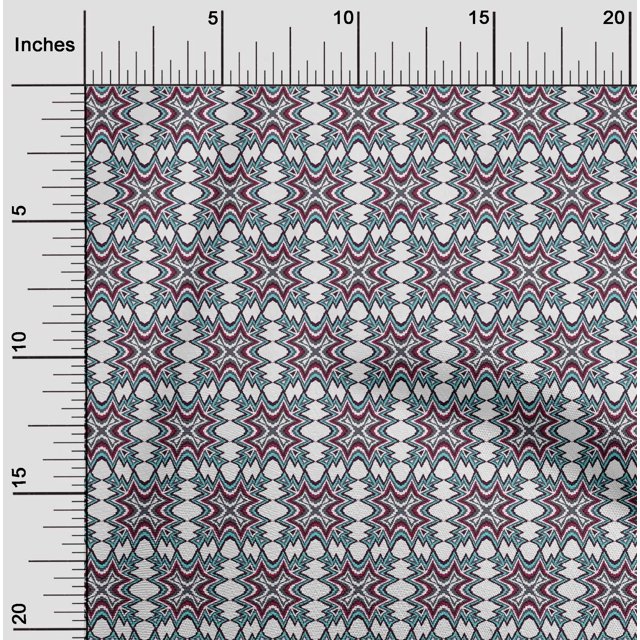 oneOone Cotton Flex Fabric Ethnic Geometric Flame Stitch Print Sewing Fabric BTY 40 Inch Wide