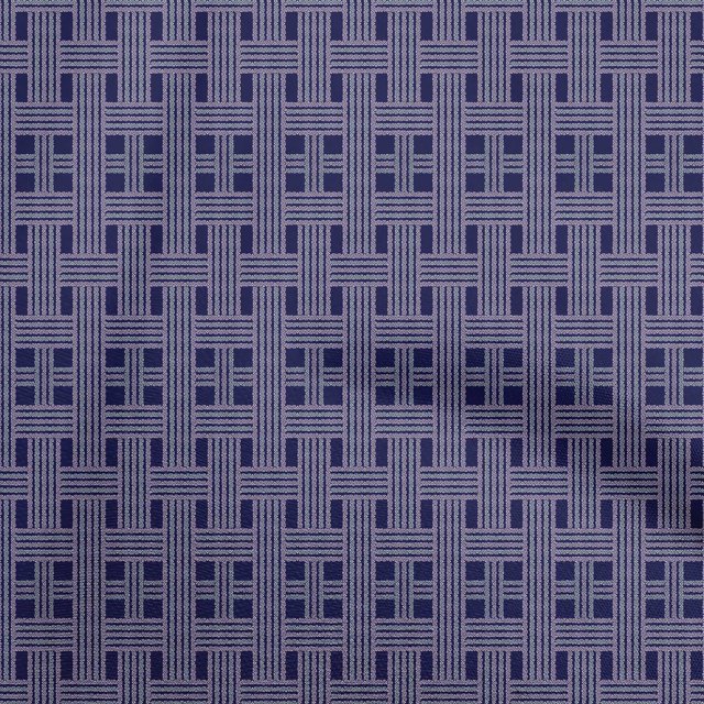 oneOone Polyester Lycra Blue Fabric Check Sewing Material Print Fabric By The Yard 56 Inch Wide