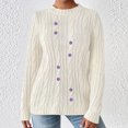 thumbnail image 4 of Rbaofujie Chandails à Col Rond Femmes Hiver Ample Uni Chandail Manches Longues Col Rond Chandail Haut Blanc Chandails à Capuchon pour Filles, 4 of 7