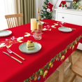 thumbnail image 2 of Christmas Decorations Table Cloth Rectangle 60 X 120 Inch Red Gold Tablecloth - Bell Printed Waterproof Tablecloth Decorative for Holiday Party Dinner, 2 of 6