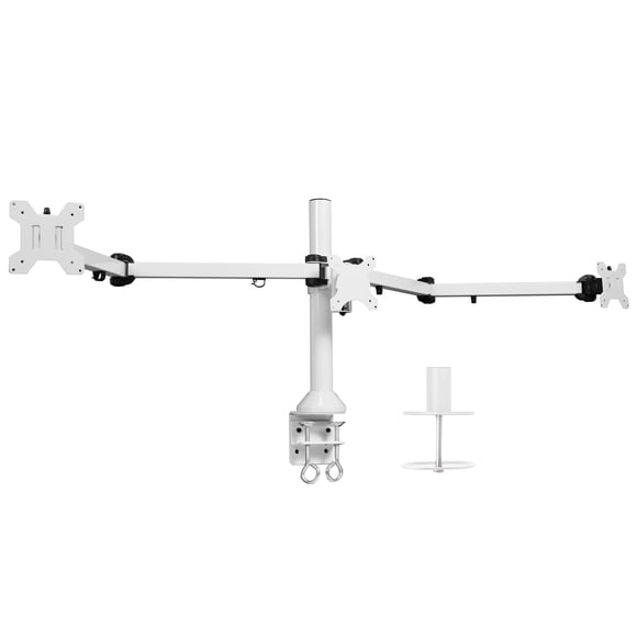 VIVO Triple 23 to 32 inch LED LCD Computer Monitor Desk Mount VESA Stand Heavy Duty Fully Adjustable Tilt Swivel and Rotation Fits 3 Screens White STAND-V103W
