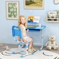 thumbnail image 2 of Qaba Kids Desk and Chair Set Height Adjustable Student Writing Desk, Blue, 2 of 10
