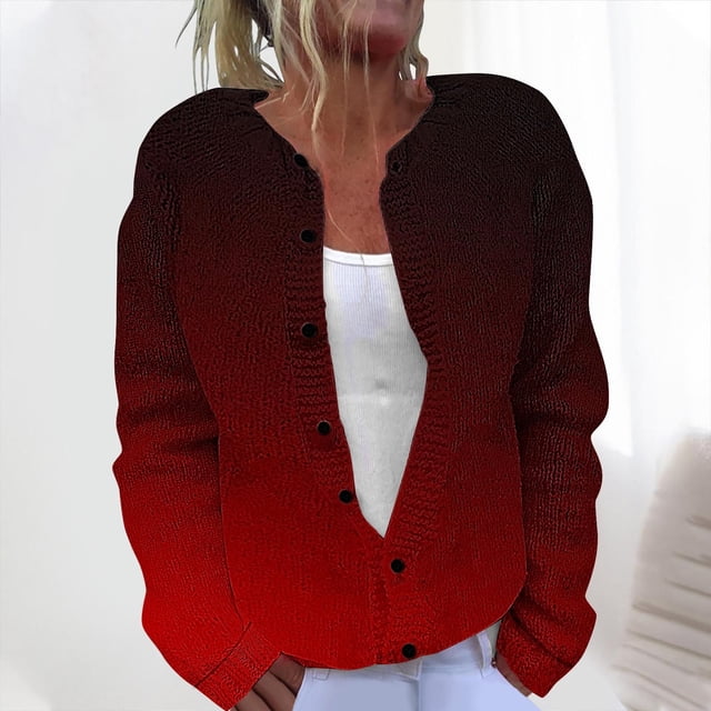 LOVZFMLL Cardigan pour Femmes Cardigan Décontracté Imprimé en Tricot pour Dames avec Veste Boutonnée et Haut