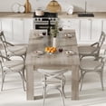 thumbnail image 4 of 71" Long Dining Table for 6-8, Large Farmhouse Rectangular Kitchen Dining Room Table, Wooden, Thick Frame & Sturdy Triangular Legs, Wood Strip Base for Dinner, Kitchen, Office, Rustic Gray, 4 of 8