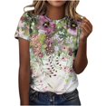 thumbnail image 2 of Économies du Printemps! CEHVOM T-Shirts Graphiques Floraux pour Femmes, T-Shirt à Manches Courtes Boho à Imprimé Paysage Floral pour Femmes, Col Rond Ample Décontracté d'Été Décontracté Ample Basique Confortable T-Shirts Boho Hauts 2023, 2 of 5
