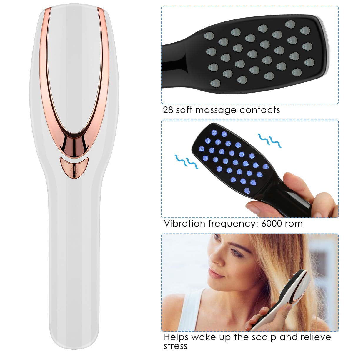 Blue Red Light Phototherapy Scalp Massager Comb, 3-in-1 Electric Hair Growth Comb for Anti Hair Loss