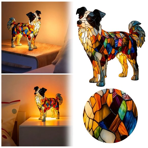 BotaniNest Cute Dog Design With A Resin Night Light Featuring A Colorful Glass Effect