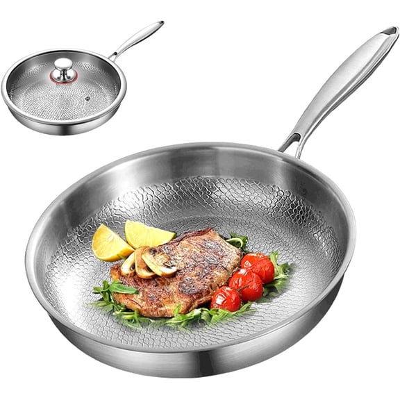 Titanium Hammered Pan Pro , Taima Titanium Nutri Pan avec Couvercle, Ensemble Multifonction de Casseroles et Poêles Antiadhésives Poêles à Frire en Titane pour la Cuisson (30 Cm/11,8 Po)