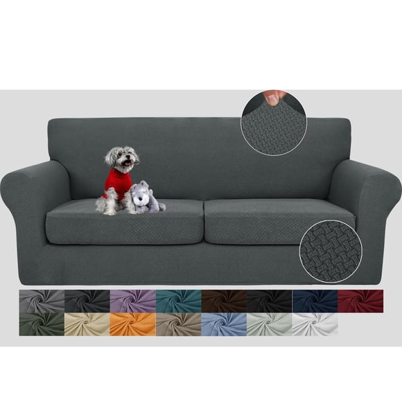 JIVINER 3 Pieces Couch Covers for 2 Cushion Couch Stretch Sofa Slipcover with 2 Extra Large Seat Cushion Covers Thick Fitted Love