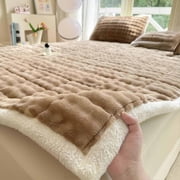59x78 Inch Flannel Mattress Pad, Xinsrenus Non Slip Mattress Topper Quilted, Warm Futon Bed Mattress Cover for Couch Daybed Guest Room with Elastic Straps