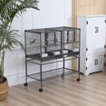 thumbnail image 2 of PawHut 40" Large Double Rolling Metal Bird Cage Bird House Grey, 2 of 10