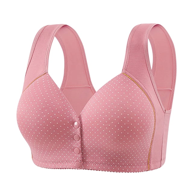 Yuzhih Womens Everyday Bra Front Closure Full Coverage Comfortable Front Button Bras Wireless Push up Bralettes with Support