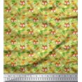 thumbnail image 1 of Soimoi Polyester Crepe Fabric Leaves & Fox Face Cartoon Print Fabric by The Yard 42 Inch Wide, 1 of 3