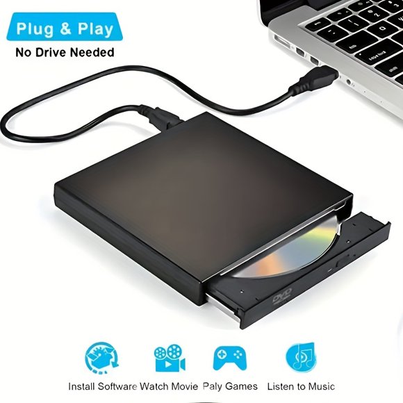 FNNMNNR USB 3.0 External DVD Drive - High-Speed CD/DVD Player Reader Recorder And Burner For Laptop And Computer - Plug And Play Compatible With Windows And Mac