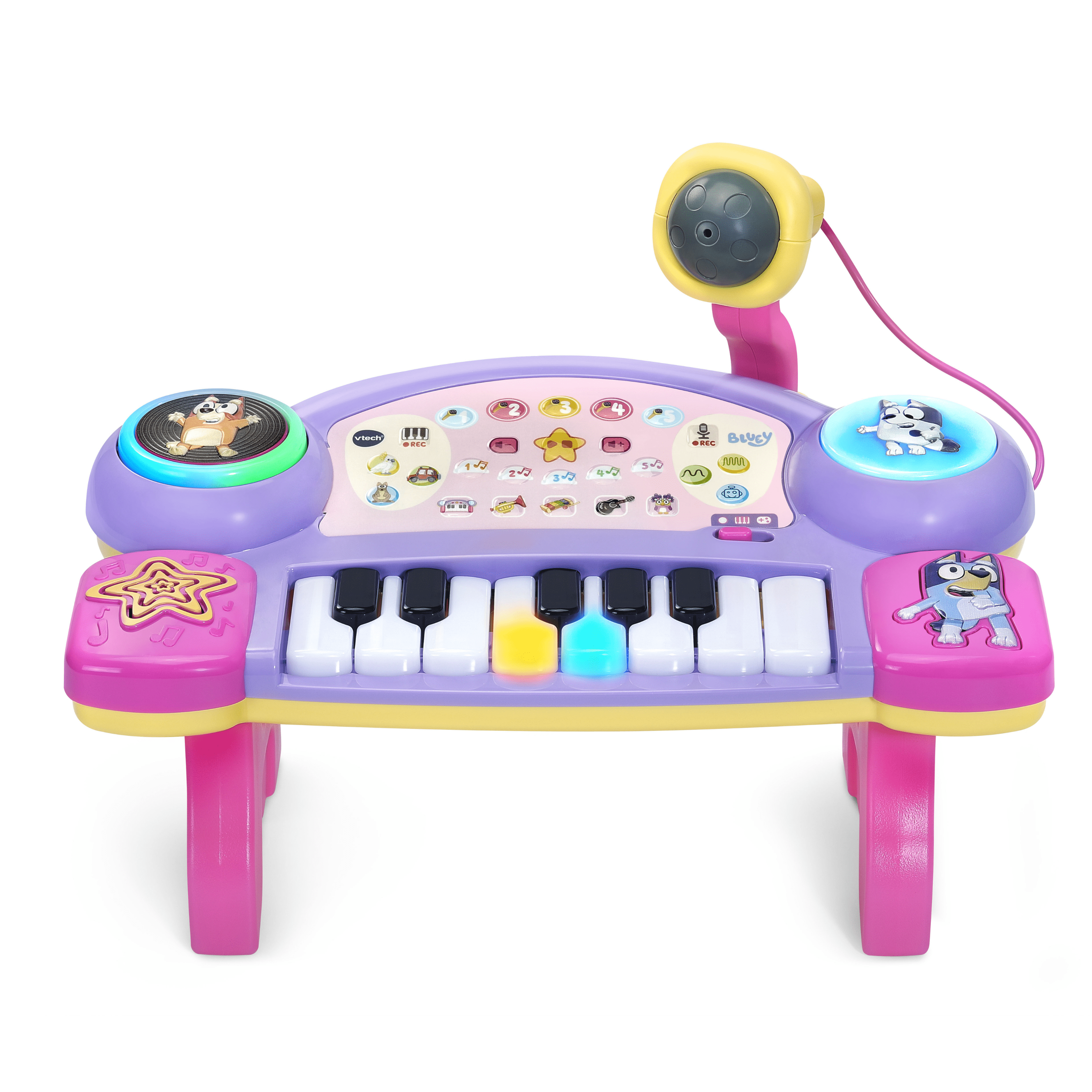 VTech Bluey Super piano DJ avec microphone pour les enfants - Version Française, 3+ Ans
