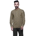 thumbnail image 1 of Atasi Kurta en Coton à Manches Longues à Revers pour Hommes Col Mandarin Chemise Ethnique Imprimée, 1 of 1