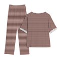 thumbnail image 3 of Timegard Ensembles 2 Pcs pour Femmes Grande Taille Hauts à Rayures à Col Ras du Cou à Manches Courtes et Pantalons à Taille Élastique Tenues Décontractées, 3 of 3