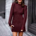 thumbnail image 2 of IROINID Chandail à Encolure Ronde pour Femme, Couleur Unie, Confortable, Mi-Long, Manches Longues, Automne et Hiver, Robe Chandail Chaude et Aguichant, 2 of 5