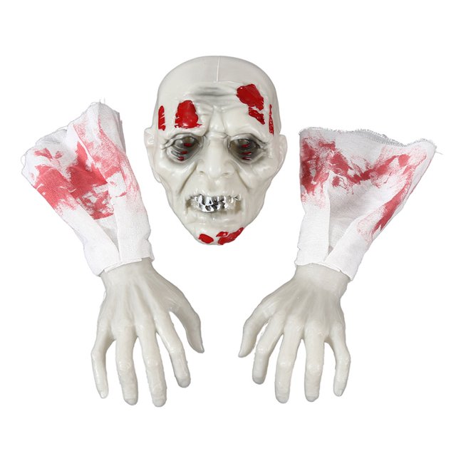 Redempat Halloween Skull Party Props Unisex Decorations For Frightening Night Party Bloodstain Old Man 1Set