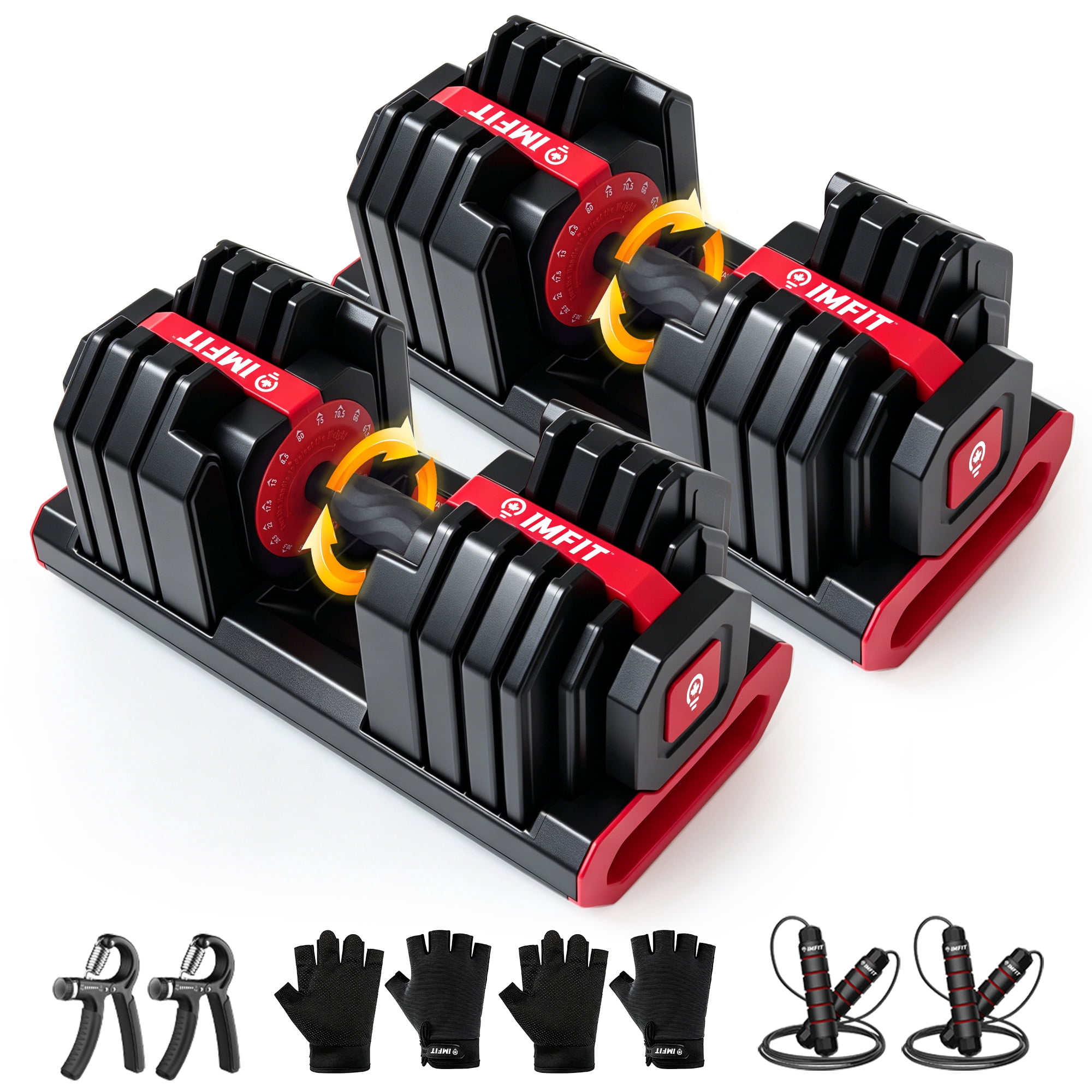 IMFIT Adjustable Square Dumbbells - Up to 80 lbs Weights(Pair)