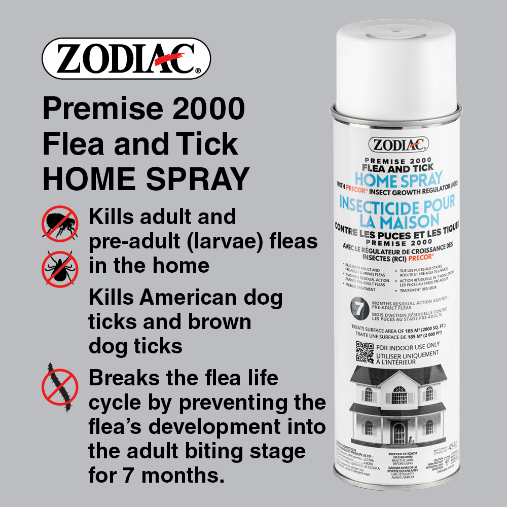 Zodiac Premise 2000 Spray Anti-Puces et Tiques pour la Maison avec Precor Insect Growth Regulator (IGR), 454g