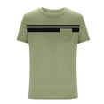 thumbnail image 3 of Men Oversized T Shirts Casual Loose Short Sleeve Crew Neck Tee Shirt Striped Color Block Tops with Pocket, 3 of 4