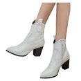 thumbnail image 3 of XZNGL Womens Plus Size Fashion Stone Grain Point Toe Thick Heel Boots Zipper Booties, 3 of 9