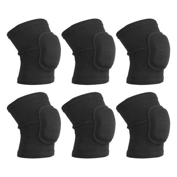 Unique Bargains L Protective Knee Pads Volleyball Knee Pads Sponge Knee Pads Brace, Black 3 Pairs
