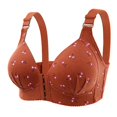 thumbnail image 1 of GDREDA Classic Style Bra New Front Closure Plus Size Bra With Gathering Effect No Underwire Side Support Full Coverage For Plus Size Women's Underwear Brick Red,46, 1 of 6
