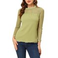 thumbnail image 1 of INSPIRE CHIC Blouses Décontractées pour Femmes à Col Rond en Dentelle Florale à Manches Longues en Chiffon Hauts S Vert Pois, 1 of 6