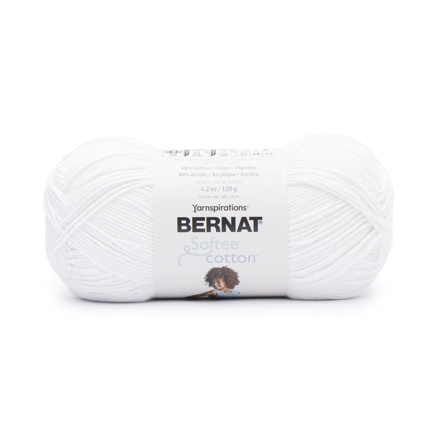 Bernat® Fil Softee® Cotton™, Mélange de Coton #3 Léger, 4,2 Oz/120 G