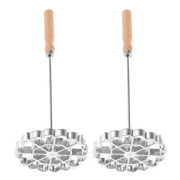 GOOHOCHY 2Pcs Rosette Cookie Cutter Silver Aluminum With Ergonomic Handle For Frying Snacks