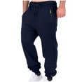 thumbnail image 1 of Ceisia Men Solid Color Loose Casual Pants Elastic Waist Drawstring Sports Gift Work Trousers, 1 of 8