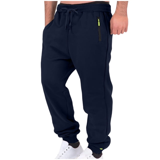 Ceisia Men Solid Color Loose Casual Pants Elastic Waist Drawstring Sports Gift Work Trousers