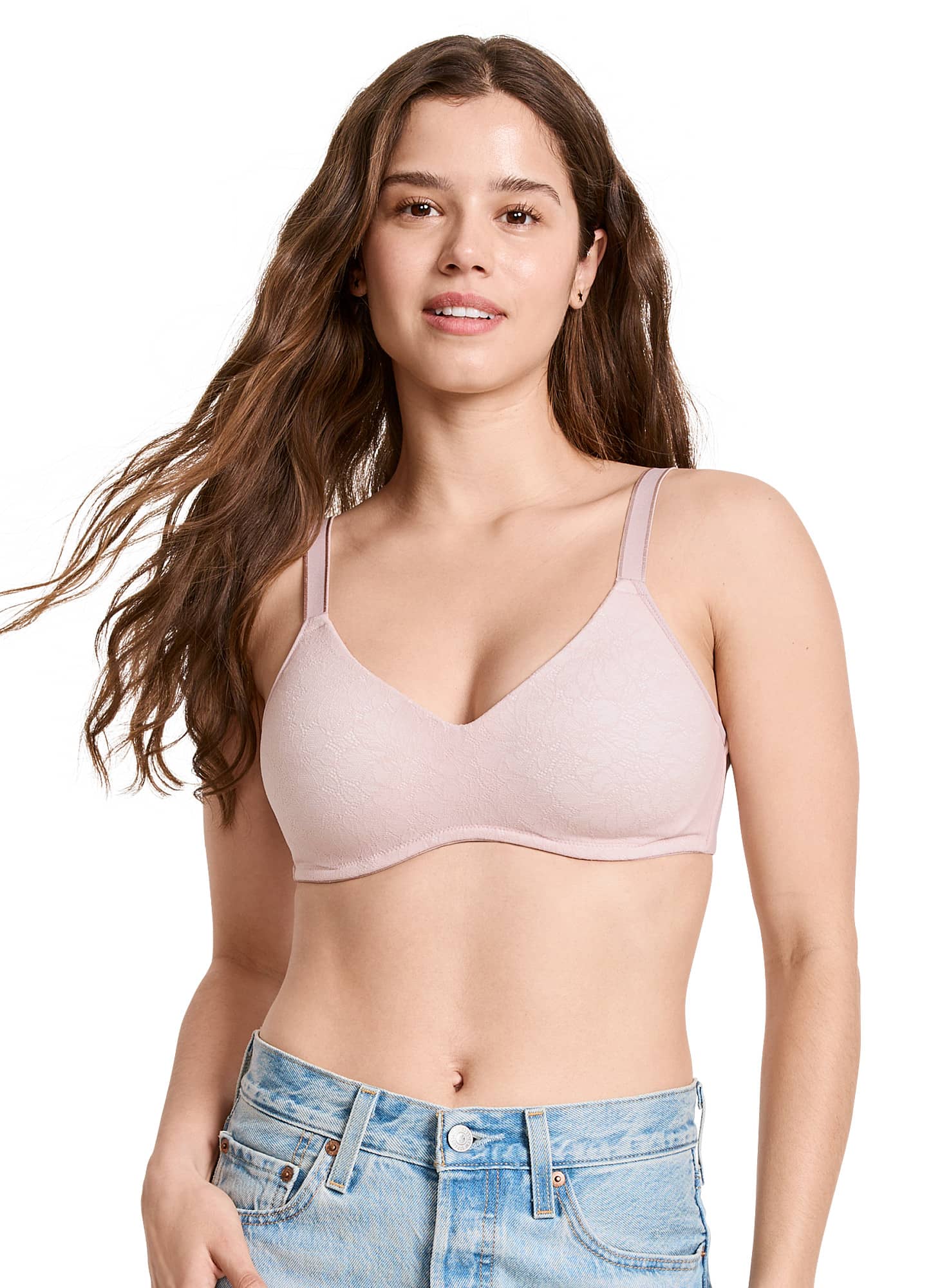 Jockey Smooth & Sleek Lace Full Coverage Wirefree T-Shirt Bra