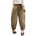 thumbnail image 2 of Simua Women's Harem Pants, Vintage Lace Embroidered Patchwork High Waist Ruffle Trousers with Pockets, 2 of 5