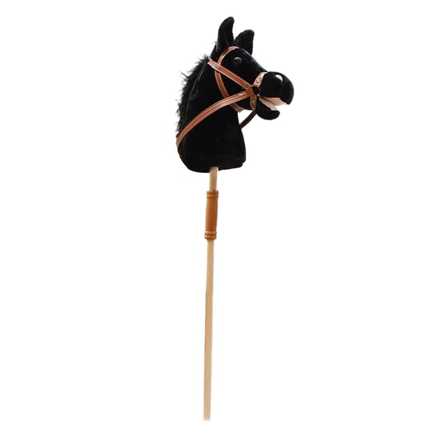 BELOVING Bâton Cheval Amusant Robuste Bâton d'Équitation pour Garçons Filles Enfants 3 Ans+ Noir Sans Rouleau