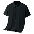 thumbnail image 4 of Birdeem Shirts for Men Mens Short Sleeved Solid Color Button Ice Silk Formal Dress Short Sleeved, 4 of 9
