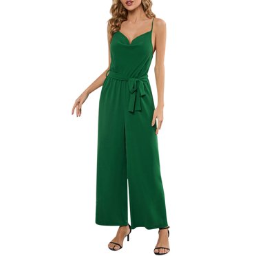 B91xZ Women's Causal Jumpsuits Cute Fleece Overalls Casual Pocketed Bib Lounge Jumpsuits for Women,Green M