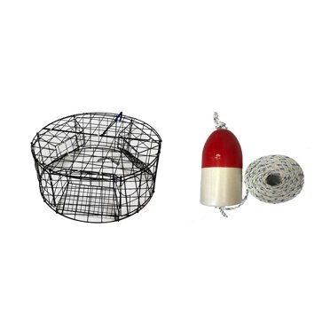 Piège à Crabe Rond Enduit de Vinyle avec Flotteur et Corde Combinés