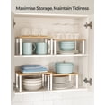 thumbnail image 3 of 2 Pack Cabinet Organizer Shelf, Kitchen Counter Shelves, Kitchen Storage, Spice Rack, Stackable, Expandable, Metal and Engineered Wood, Cloud White and Natural Beige, 3 of 8