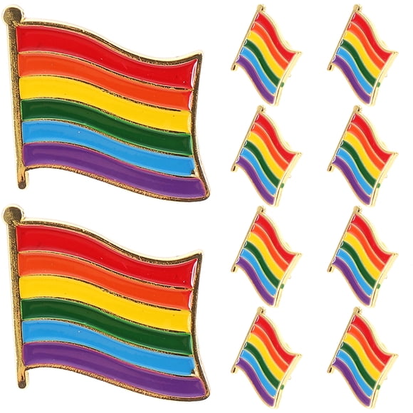 CIMAXIC Brooch Flag 10pcs Rainbow Flag Brooch Iron Stoving Varnish Clothing Decor Brooch for Festival Party Gathering,0.79"X0.75"X0.39"
