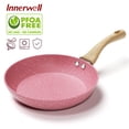 thumbnail image 1 of Innerwell 9.5 Inch Pink Nonstick Frying Pan Skillet Bakelite Handle Saute Granite Cookware Fits Various Stoves, 1 of 6