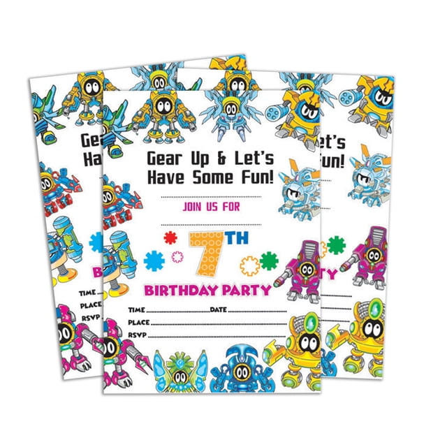 Darling Souvenir Multicolor Birthday Invitation Card Printable Fill or Write In Blank Invites Party Supplies Pack Of 28 5 x 7 Inches
