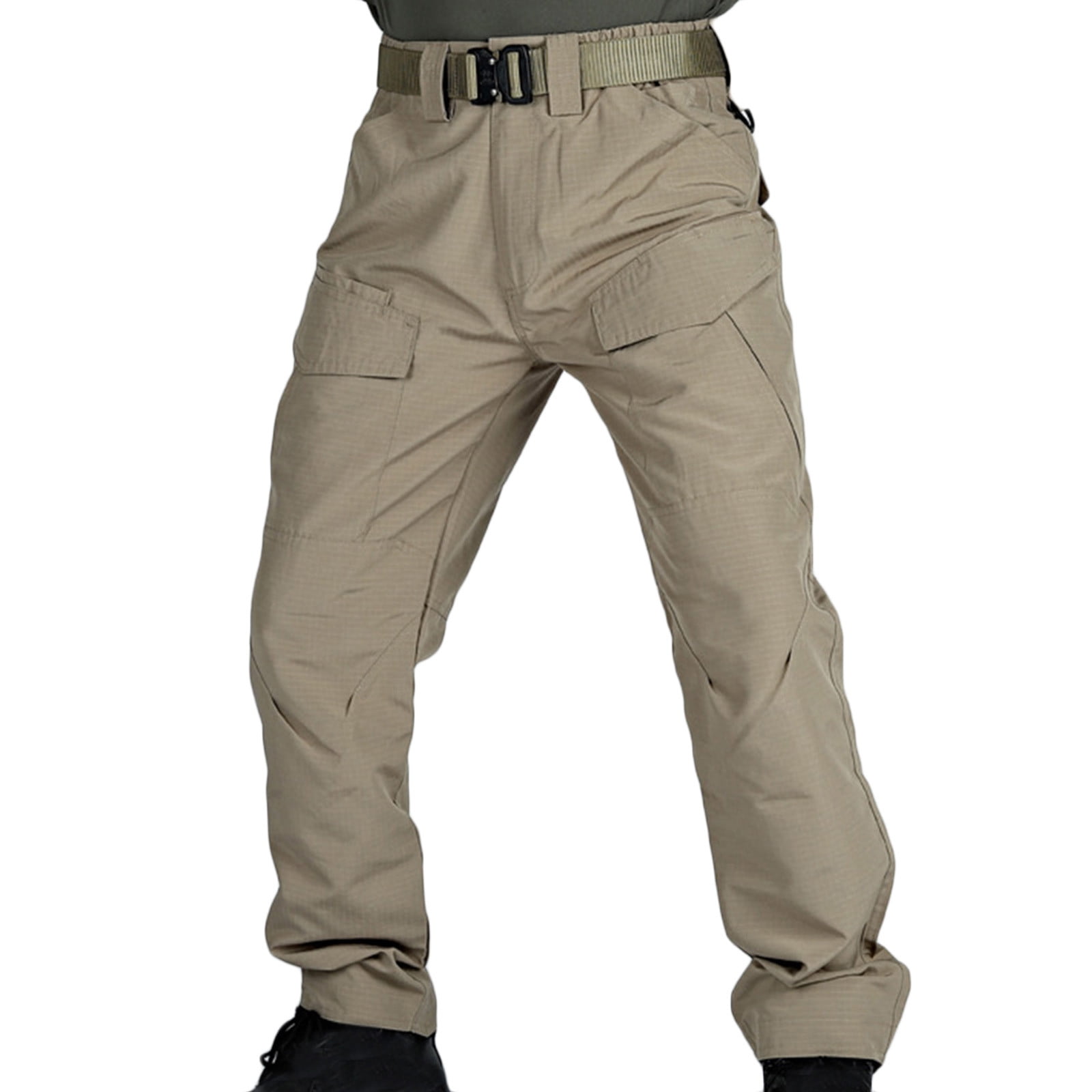 Pxkloy Pantalon Décontracté Extensible pour Hommes, Ample, Léger, Imperméable, Pantalon Cargo, Plein Air, Randonnée, Combat, Pantalon Tactique avec Poches, Kaki, TG